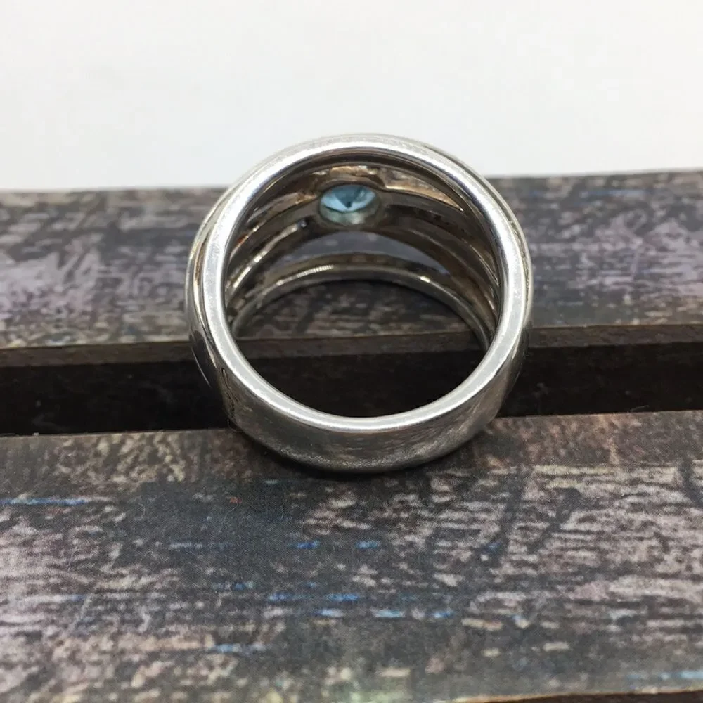 Franco P Blue Topaz 925 Thailand Sterling Silver Ring Sz 7